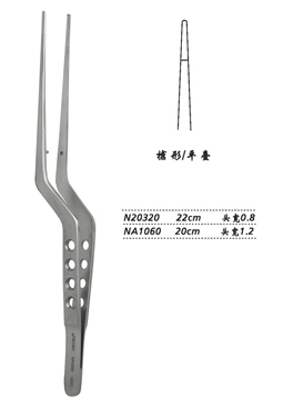金鐘顯微鑷槍形 N20320 22cm 槍形 平臺 頭寬 0.8